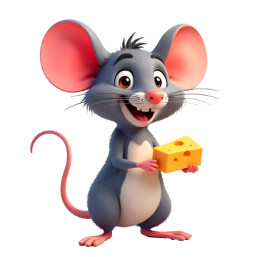 Raatt logo, a smiling rat offering cheese